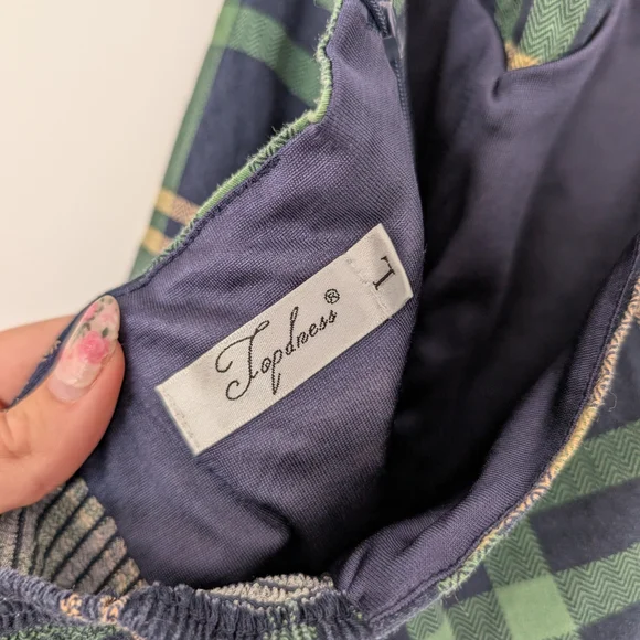 Green and Blue Plaid Retro Dress Size Large - Picture 7 of 7